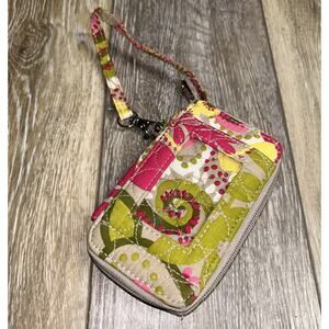 Kim Rogers Womens Top Zip Wristlet Wallet Green Pink Tan Yellow New Without Tag